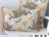 Yellow March Hares Cushion